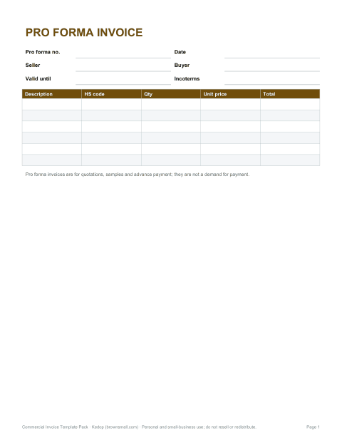 Preview of the first page of Pro forma invoice (DOCX, PDF)